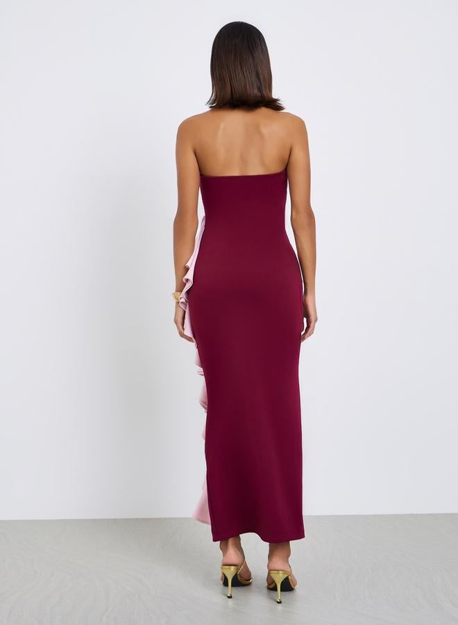 ستايلي فستان طويل بقصة مستقيمة بلا أكمام بنمط كتل الالوان - Image 5